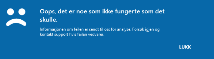 Oops det er noe som ikke fungerte som det skulle