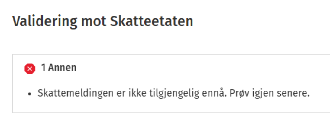 skattemelding ikke tilgjengelig