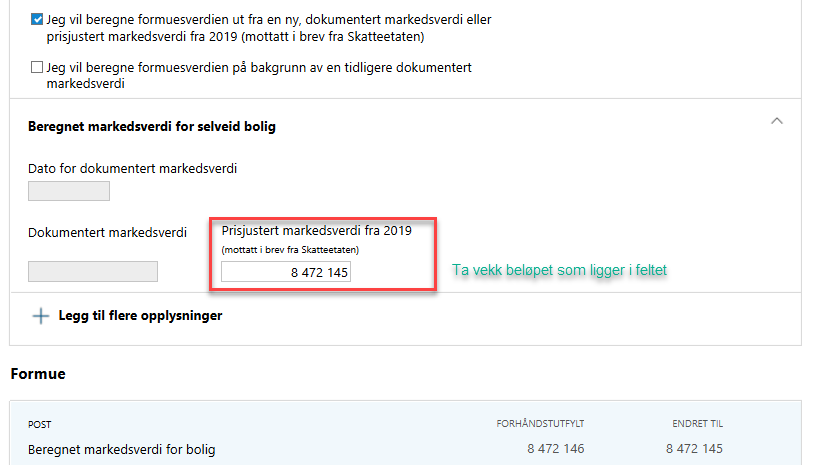 Fjern prisjustert markedsverdi
