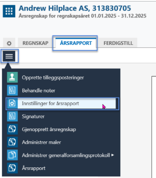 innstillinger til aars